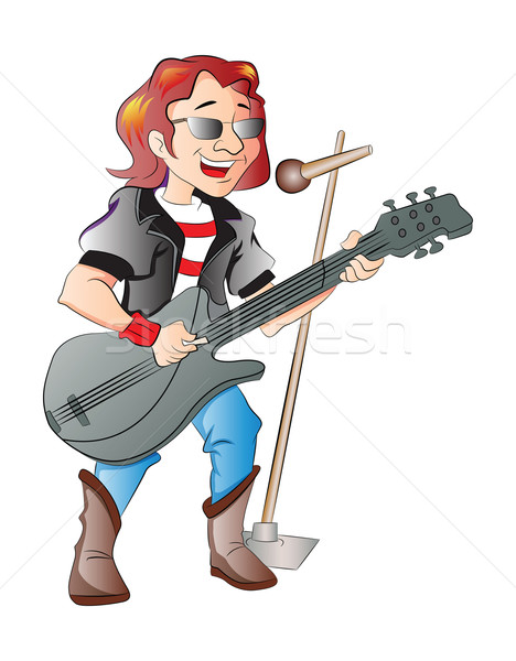 Chanteur guitariste illustration homme blanche bande Photo stock © Morphart