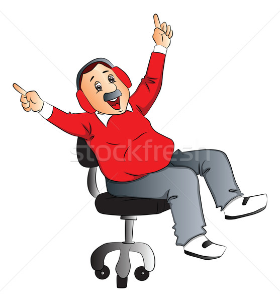 Vector of excited man listening to music on headphones. Stock photo © Morphart