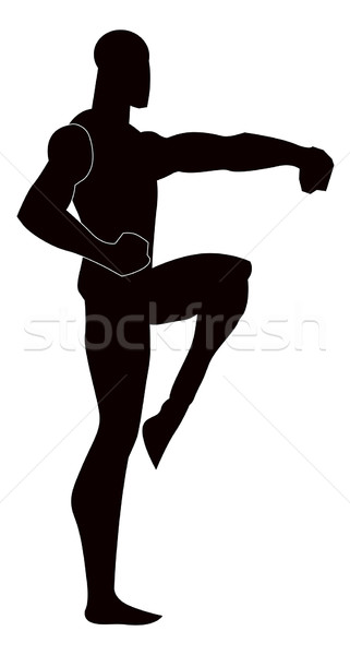 боевыми искусствами иллюстрация черный силуэта человека спорт Сток-фото © Morphart