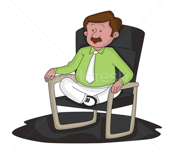 Wektora zmartwiony biznesmen skrzyżowanymi nogami krzesło posiedzenia Zdjęcia stock © Morphart