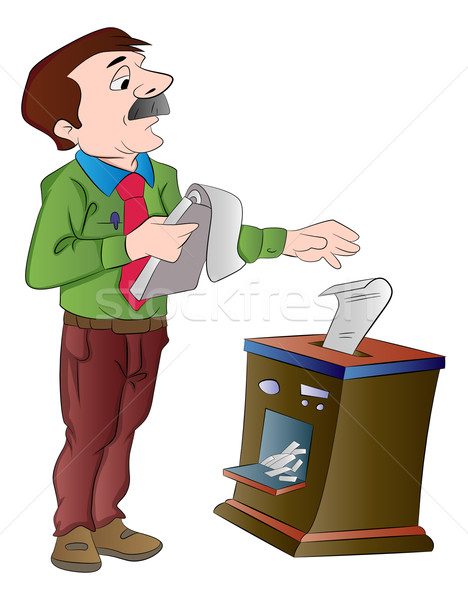Man Shredding Documents, illustration Stock photo © Morphart