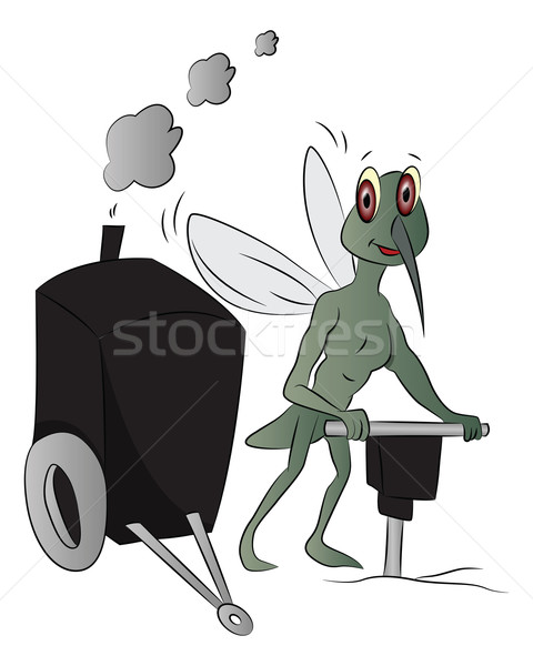 Vector of house-fly with power jackhammer. Stock photo © Morphart
