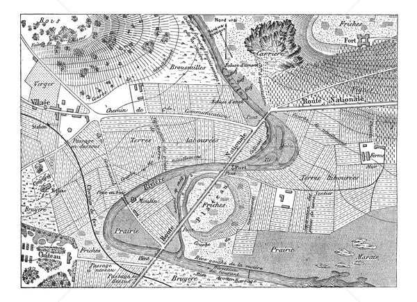 Topographical Map, vintage engraving Stock photo © Morphart