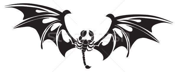 Tattoo Design Skorpion Jahrgang Gravur Flügel Stock foto © Morphart