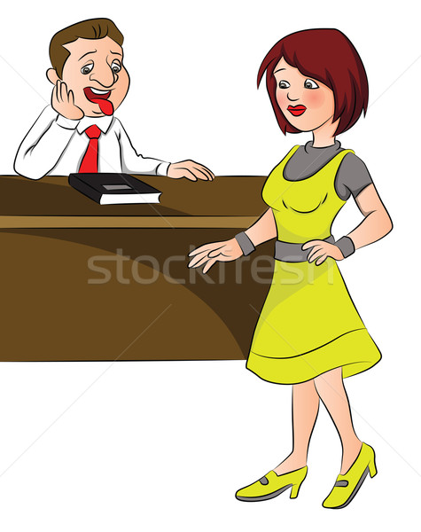 Vecteur homme regarder jeune femme belle bureau [[stock_photo]] © Morphart