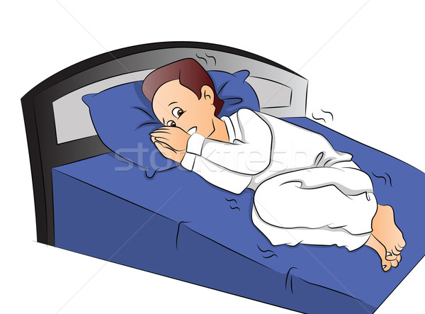 Vector of boy afraid to sleep. Stock photo © Morphart