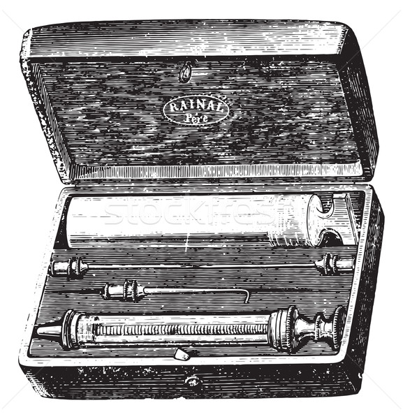 Syringe Pravaz, a hypodermic injections, vintage engraving. Stock photo © Morphart