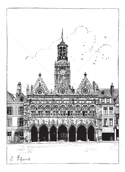 The town hall of Saint-Quentin vintage engraving Stock photo © Morphart