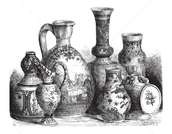 Various Earthenwares, vintage engraving Stock photo © Morphart