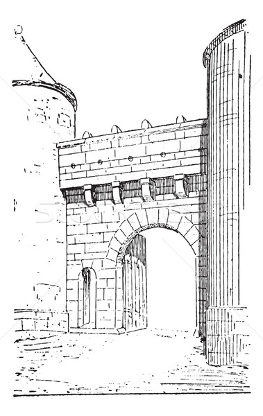 The gate of Flavigny-sur-Ozerain vintage engraving Stock photo © Morphart
