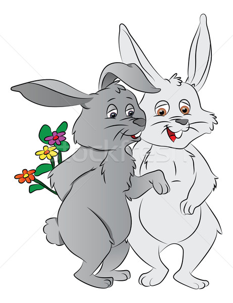 Vector of two rabbits with flower. Stock photo © Morphart