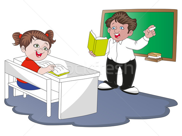 Vector of teacher with student in classroom. Stock photo © Morphart