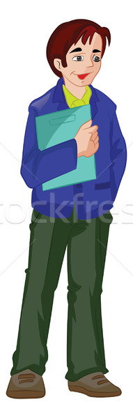 Foto stock: Hombre · carpeta · ilustración · joven · oficina