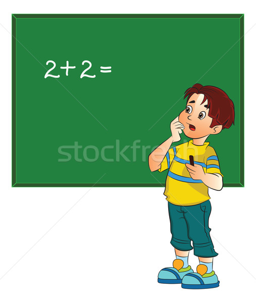 Boy Solving a Math Problem, illustration Stock photo © Morphart