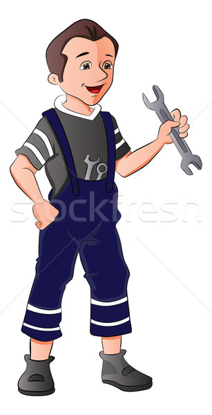 Vector of repairman holding spanner. Stock photo © Morphart