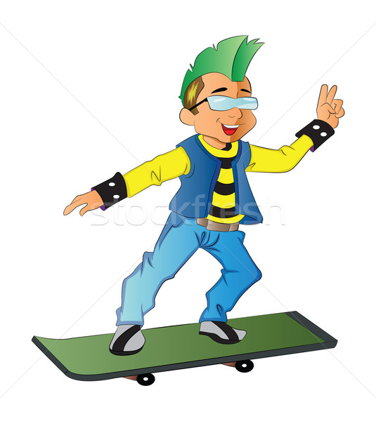 Punk skateboard illustratie jonge witte cool Stockfoto © Morphart