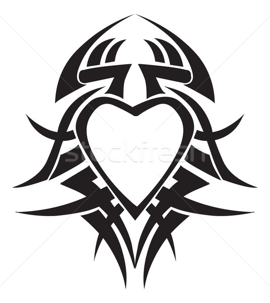 Heart shape tattoo design, vintage engraving. Stock photo © Morphart