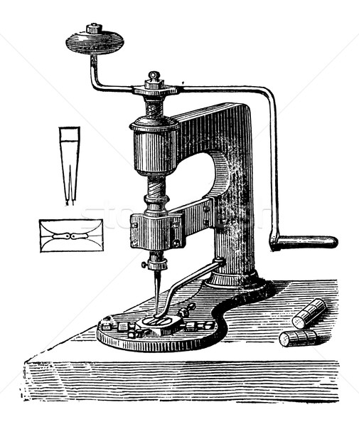Piercing Maschine Jahrgang Gravur graviert Illustration Stock foto © Morphart