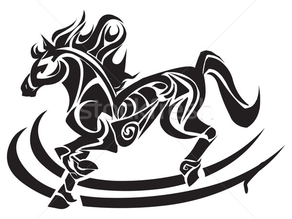 Tattoo of running horse, vintage engraving. Stock photo © Morphart