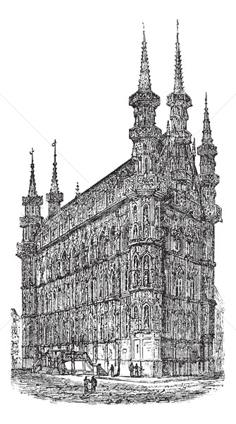 Town Hall of Leuven Belgium vintage engraving Stock photo © Morphart