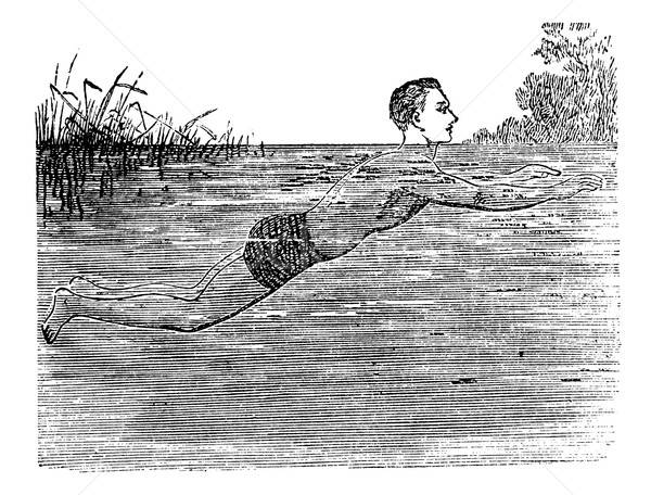 Stock photo: Breaststroke, Fifth Position, vintage engraved illustration