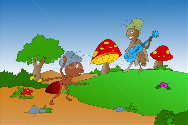 Ant and Grasshopper, illustration Stock photo © Morphart