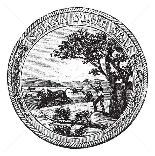 Seal of the State of Indiana USA vintage engraving Stock photo © Morphart