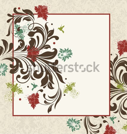 Stock photo: Vintage invitation card with ornate elegant retro abstract flora