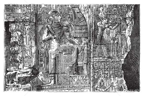 Egipt ilustrare hieroglifa perete complex scena Imagine de stoc © Morphart