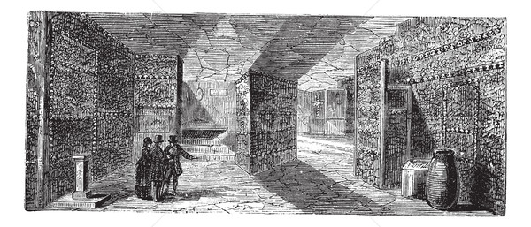 Catacombs or Ossuary,Paris, France vintage engraving Stock photo © Morphart