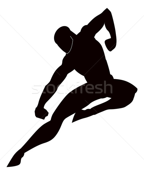 Arts martiaux illustration noir silhouette homme sport [[stock_photo]] © Morphart