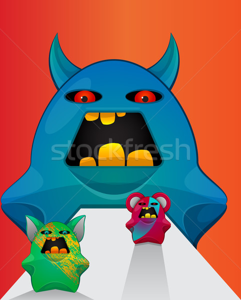 Geschöpfe Illustration Monster Teddybären Gesicht blau Stock foto © Morphart