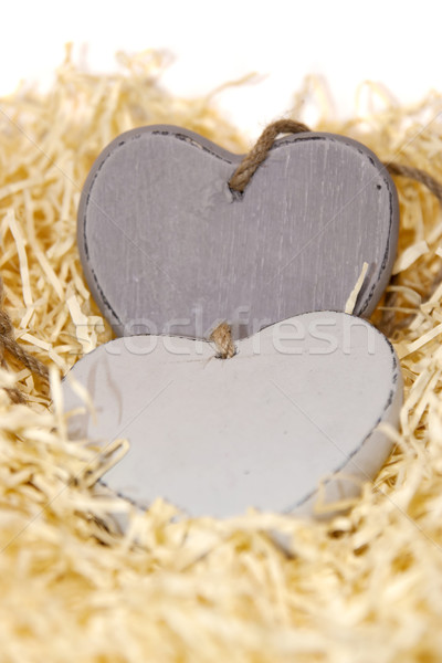 Grigio legno amore cuori copia spazio due Foto d'archivio © morrbyte