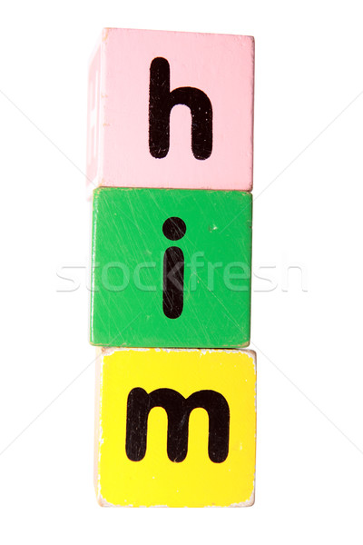 him in play block letters with clipping path Stock photo © morrbyte