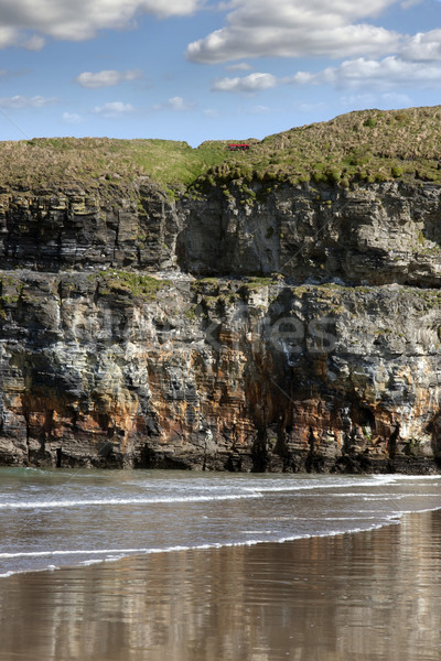 seat at the top of the cliffs in Ballybunion Stock photo © morrbyte