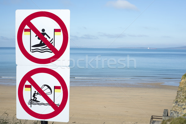 take heed signs for surfers in ballybunion Stock photo © morrbyte