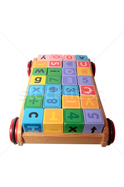 childrens play letter blocks in toy cart with clipping path Stock photo © morrbyte