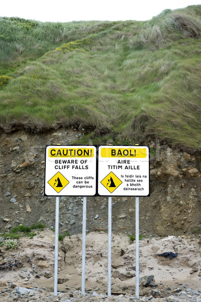 dual beware of cliff falls signs Stock photo © morrbyte