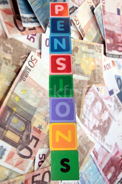 pensions in wooden block letters with euros Stock photo © morrbyte