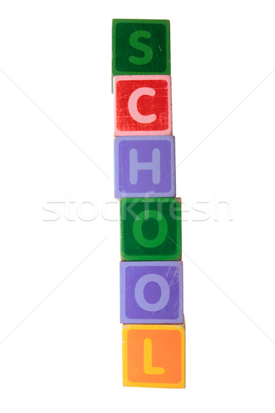 school in toy play block letters with clipping path on white Stock photo © morrbyte