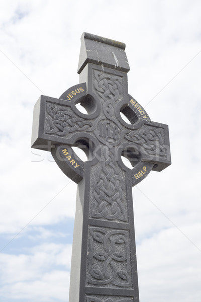 кельтской крест серьезную голову каменные дизайна Сток-фото © morrbyte