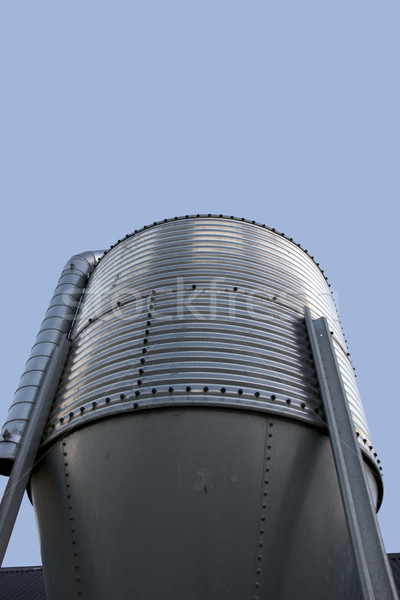 large stainless steel grain silo Stock photo © morrbyte