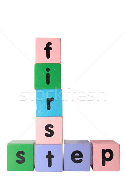 first step in toy play block letters with clipping path Stock photo © morrbyte