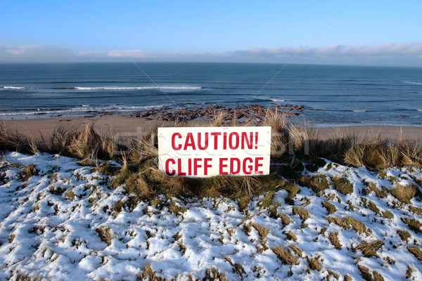 赤 注意 にログイン 危険な 崖 エッジ ストックフォト © morrbyte