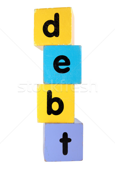 debt in toy play block letters with clipping path Stock photo © morrbyte