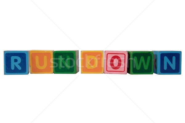 rundown in toy play block letters with clipping path Stock photo © morrbyte