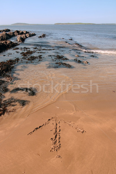 Stock foto: Arrow · Sand · Pfeile · Richtungen · Strand · Wellen