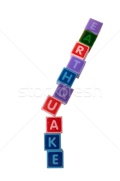 Stock foto: Erdbeben · Briefe · Spielzeug · weiß
