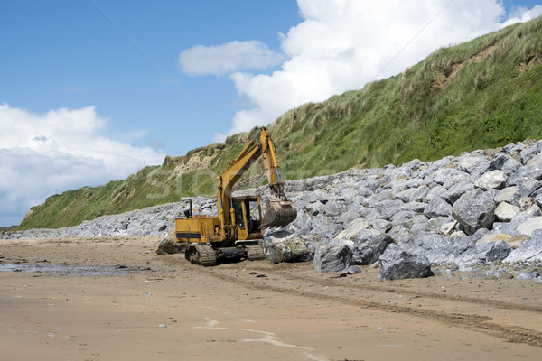 mechanical excavator working on coastal protection Stock photo © morrbyte