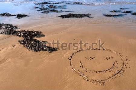 Amor praia romântico mensagem ondas quente Foto stock © morrbyte